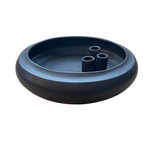 Japanese Matte Black Ceramic Footed Ikebana Vase